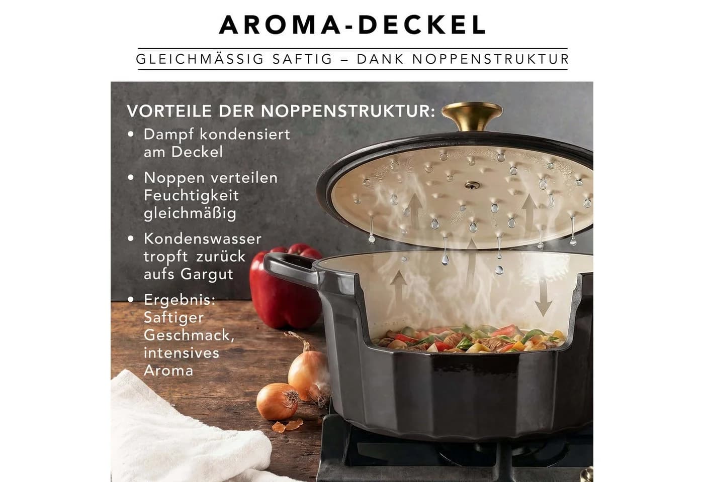 RÖMERTOPF Bratentopf Gusseisen 24cm Schwarz mit Deckel - Bild 5