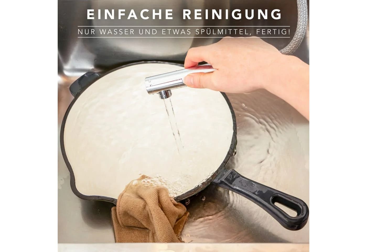 RÖMERTOPF Bratpfanne Gusseisen 24cm Schwarz Emaille - Bild 5