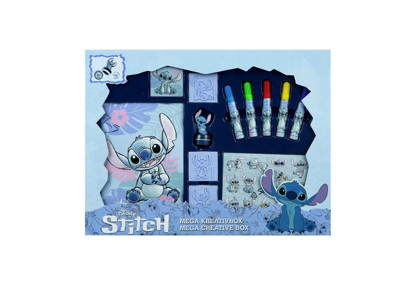 Lilo & Stitch Kreativ Box Bastelset mit Buntstiften, Markern & Aufklebern
