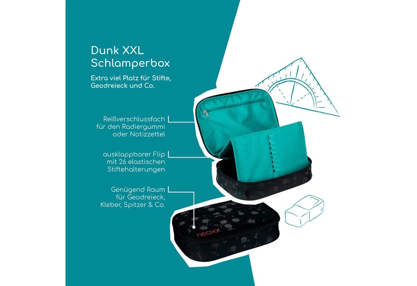 Schreibgeräteetui NEOXX Dunk Splash Black Kinder - Bild 4