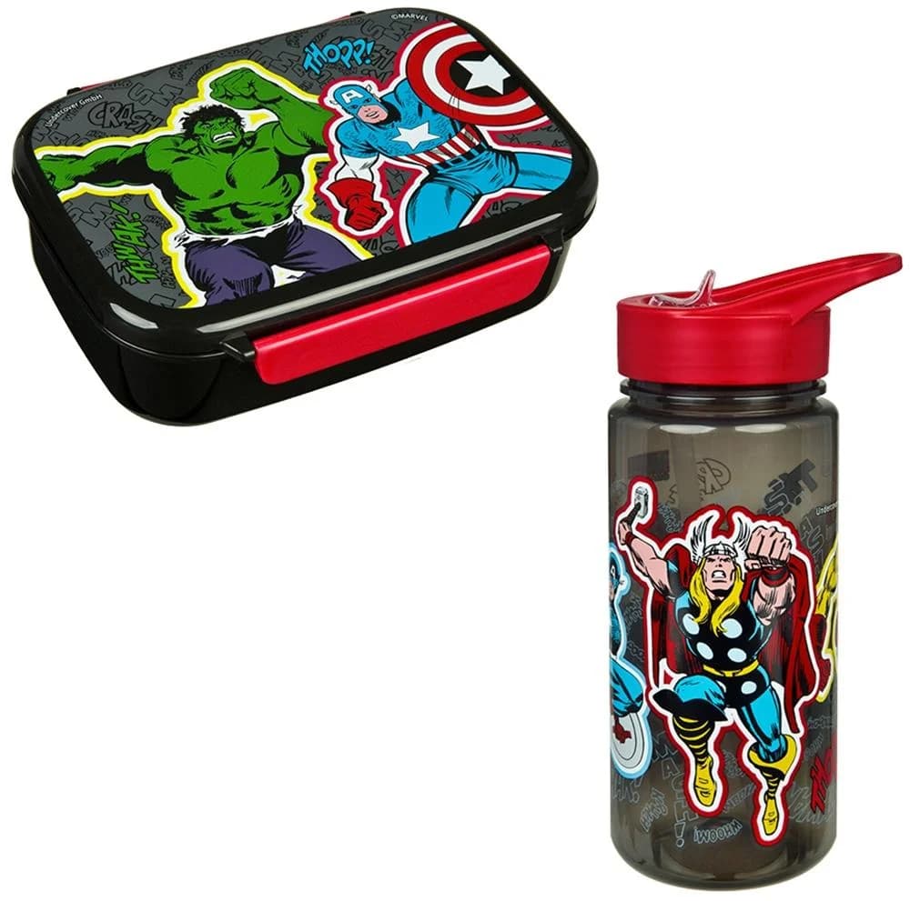 SCOOLI Lunchbox mit Trinkflasche Kinder Avengers Set