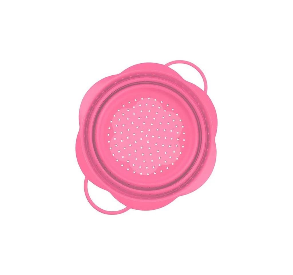 Kochblume Faltsieb S Rosa Silikon mit Edelstahlkern