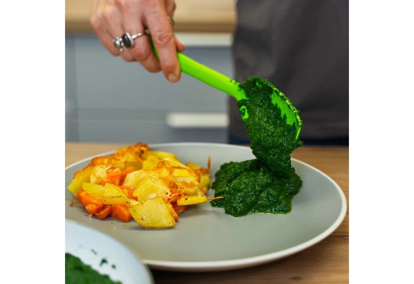 Kochblume Soßenlöffel S Blau Silikon mit Edelstahlkern - Bild 3