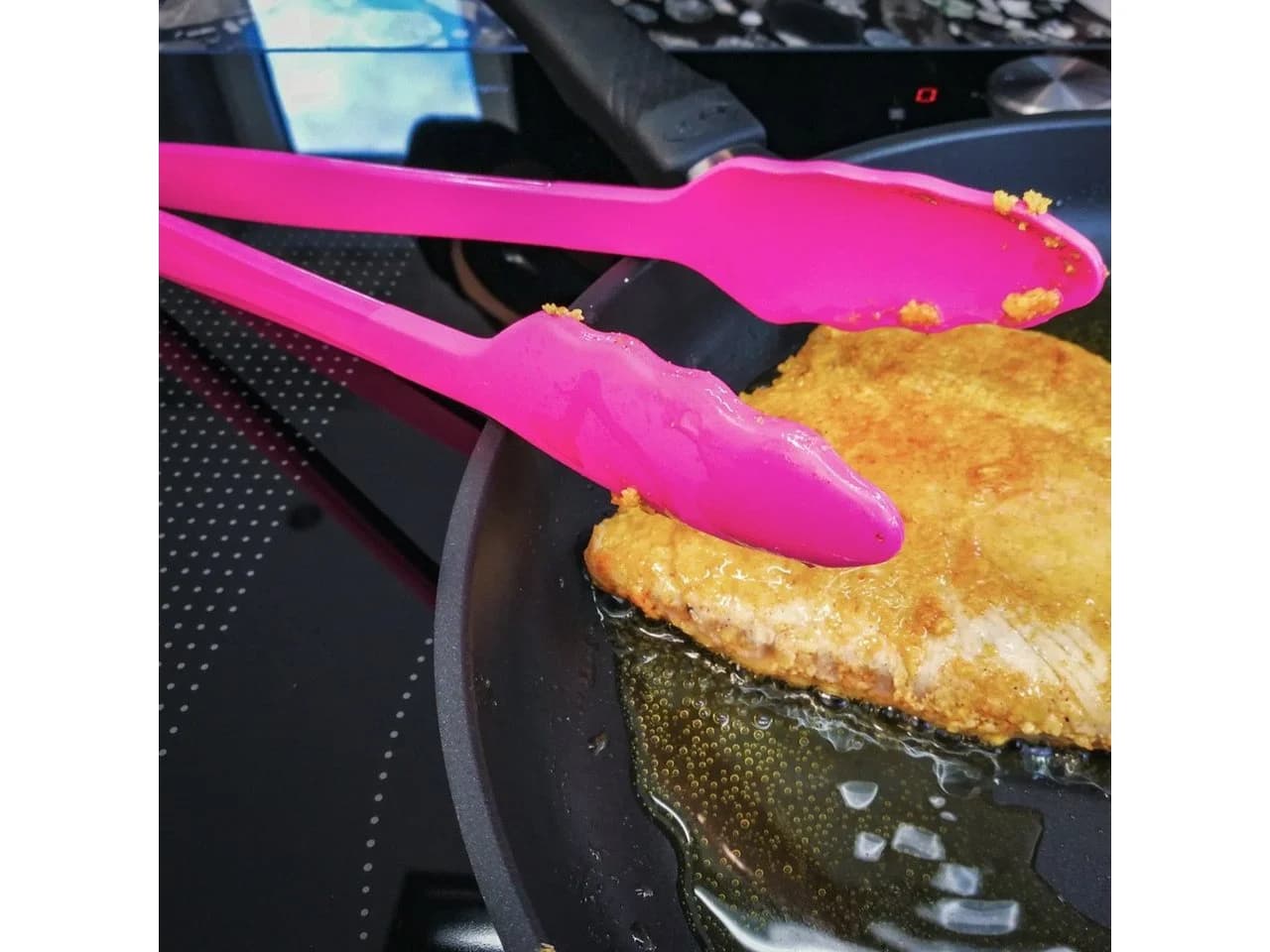 Kochblume Grillzange Gourmetzange Lila Silikon mit Edelstahlkern