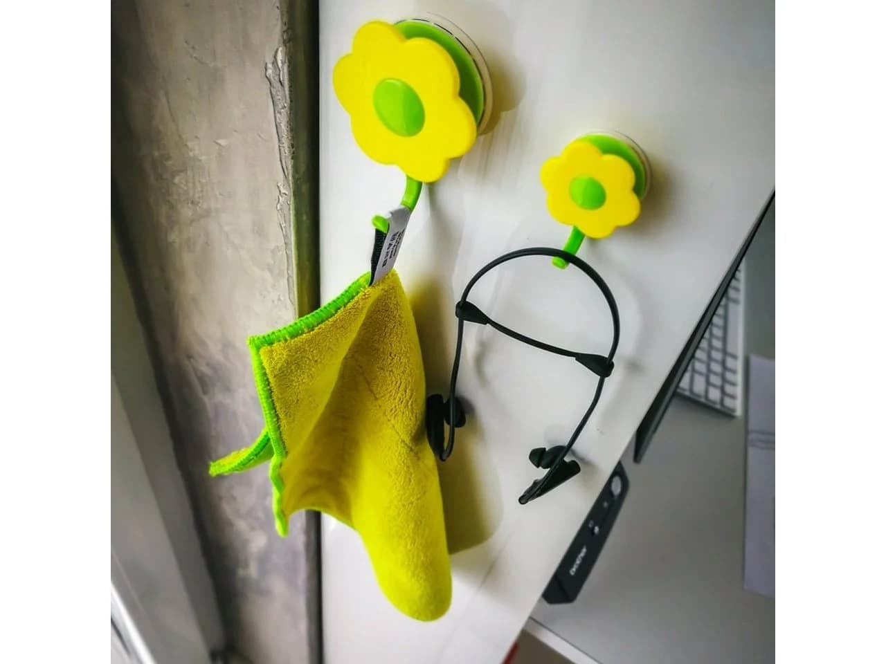 Kochblume Dekohaken Blumenhaken S, mit Saugnapf Gelb