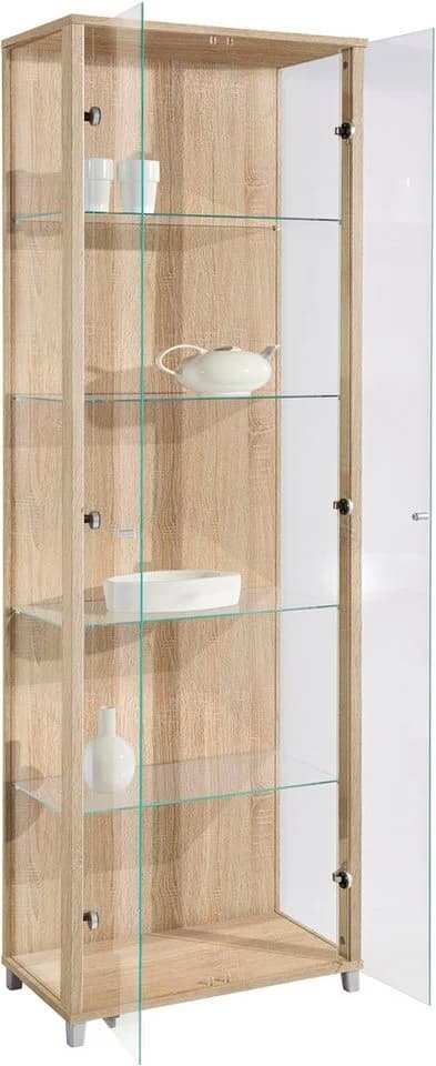 FIF MÖBEL Vitrine OPTIMA Eichefarben sägerau mit Glasböden