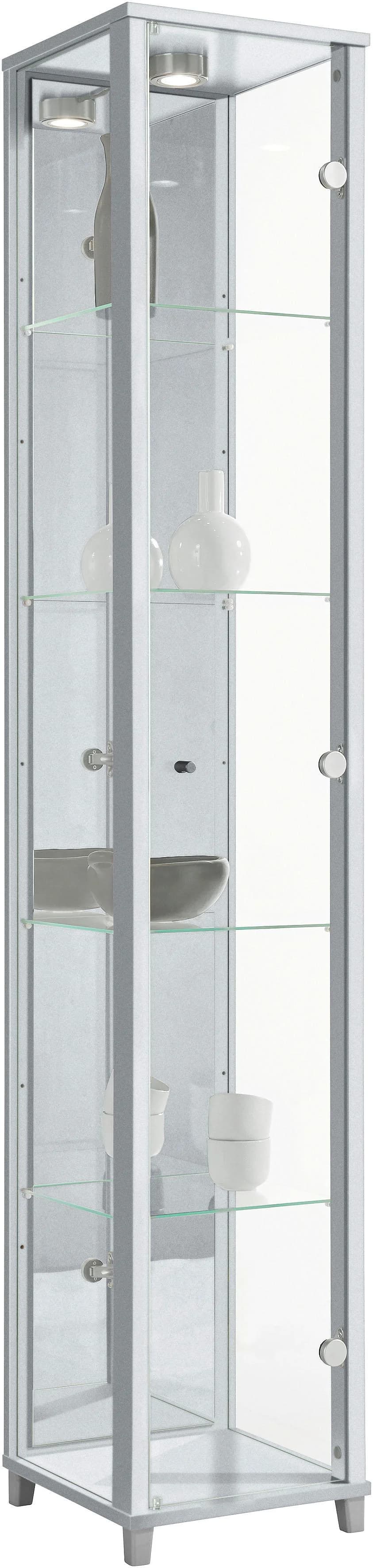 FIF MÖBEL Vitrine OPTIMA Silber Glasvitrine mit LED