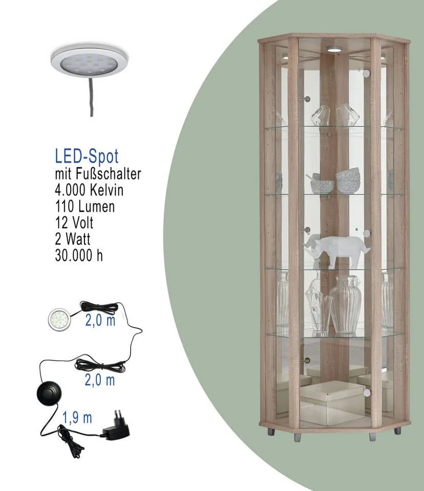 fif möbel Eckvitrine TRIO mit LED-Beleuchtung und Glastür - Bild 5