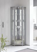fif möbel Eckvitrine TRIO mit LED-Beleuchtung Silber Bild 1