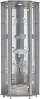fif möbel Eckvitrine TRIO mit LED-Beleuchtung Silber Bild 2