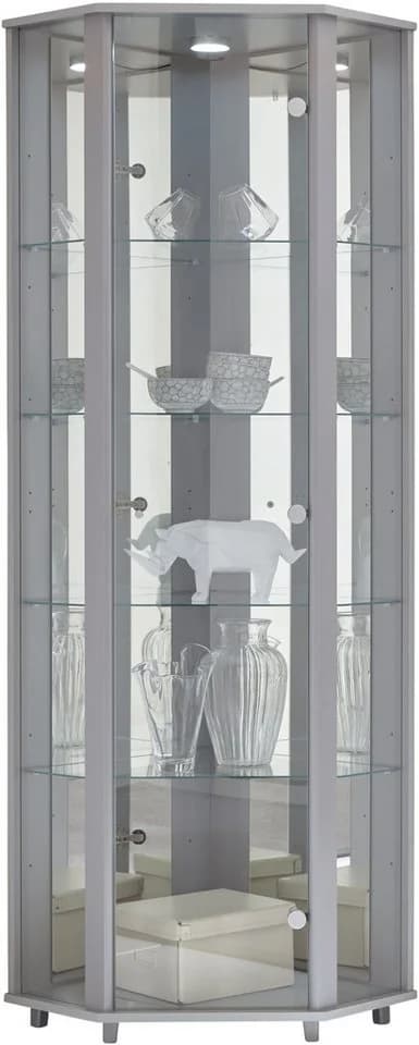 fif möbel Eckvitrine TRIO mit LED-Beleuchtung Silber - Bild 2