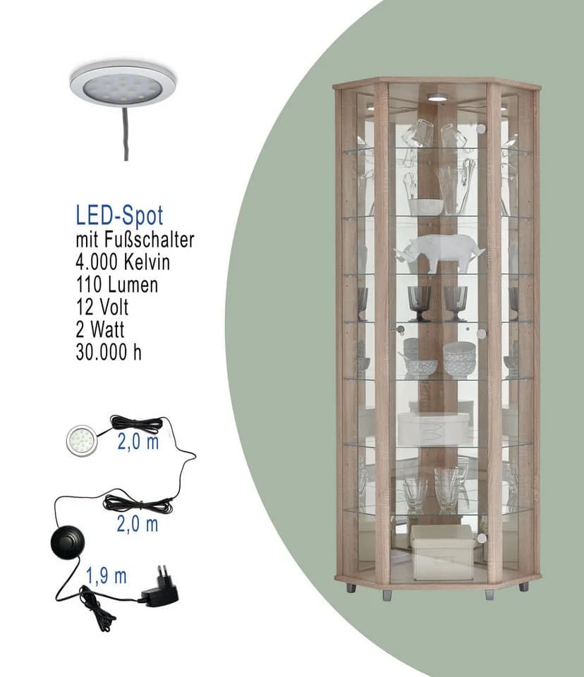 FIF MÖBEL Eckvitrine TRIO 172 cm mit LED-Beleuchtung - Bild 5