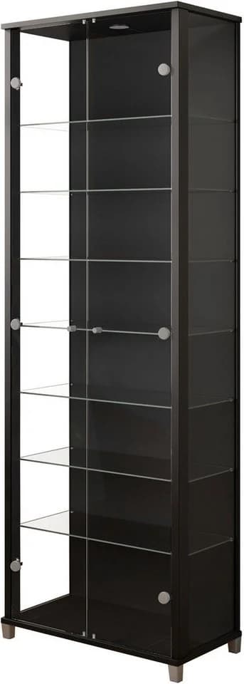 FIF MÖBEL Vitrine Optima Schwarz mit LED und Glasböden - Bild 2