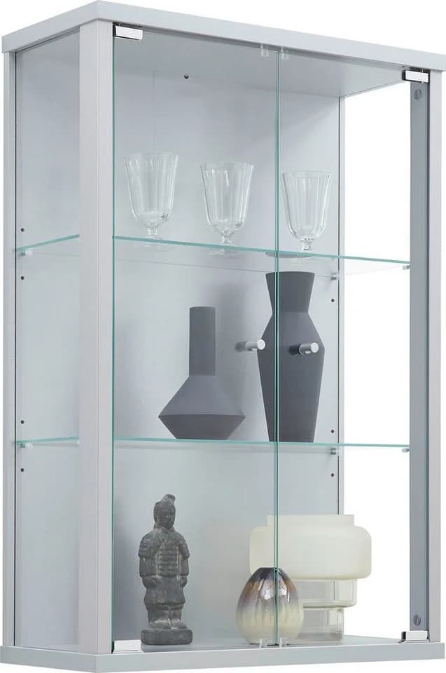 FIF MÖBEL Vitrine OPTIMA Silber 2x Glastür Sammlervitrine - Bild 2