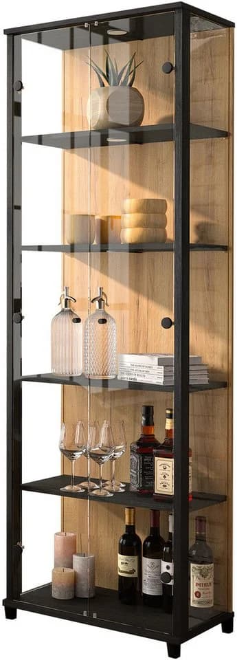 FIF MÖBEL Vitrine OPTIMA Schwarz mit LED-Beleuchtung - Bild 2