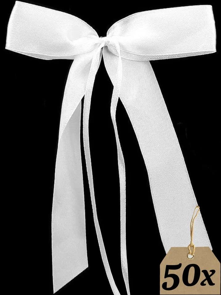 Praknu Antennenschleifen Weiß Set 50 St Satinband Hochzeit Deko - Bild 2