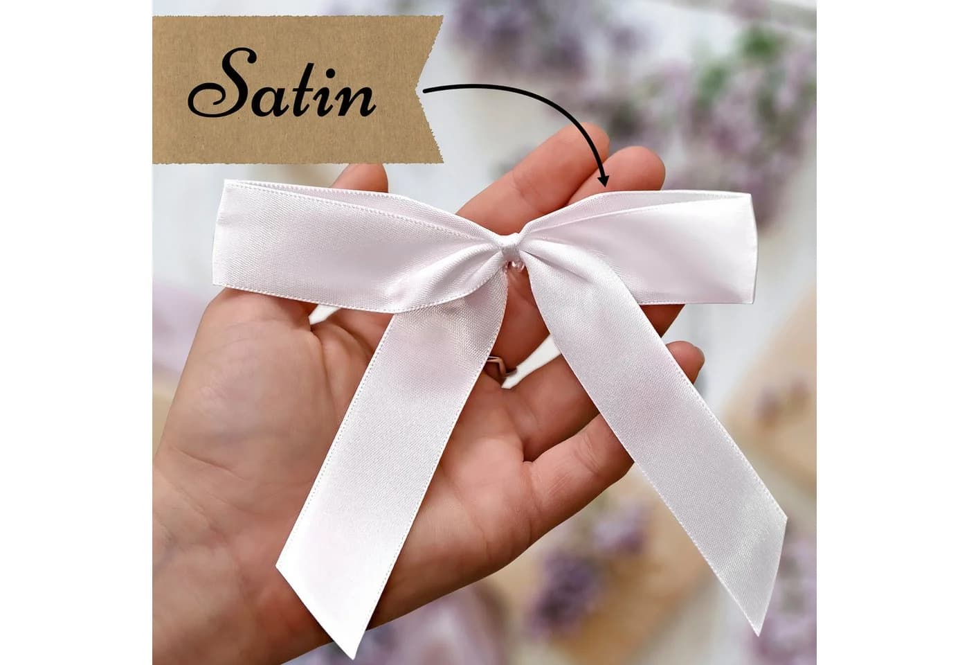 Praknu Antennenschleifen Weiß Set 50 St Satinband Hochzeit Deko - Bild 3