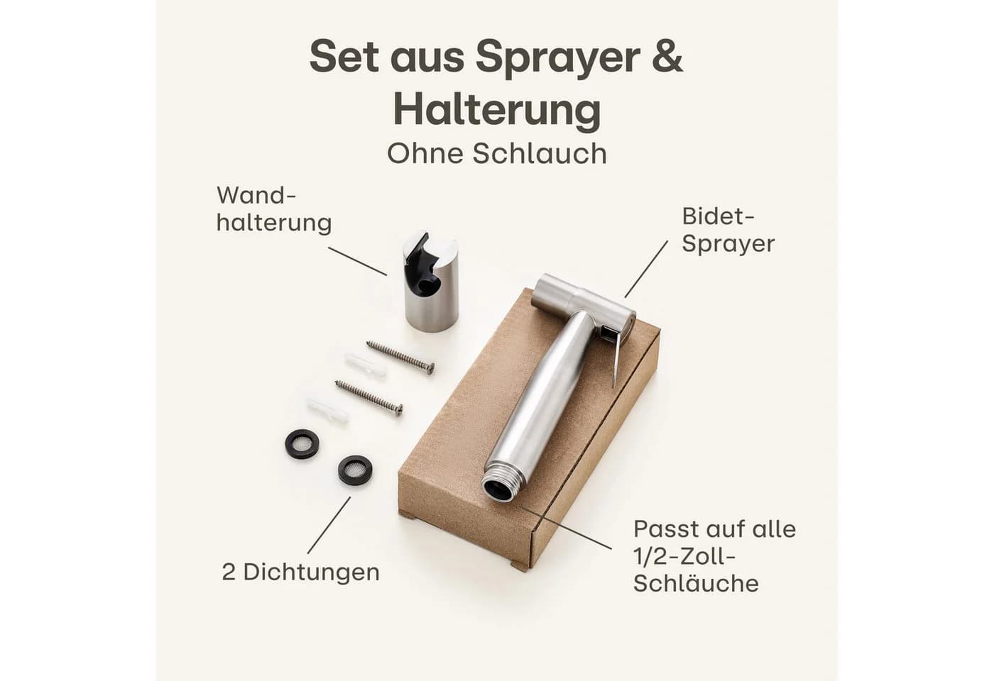 Praknu Bidetarmatur Set Edelstahl mit Halterung Silber - Bild 5