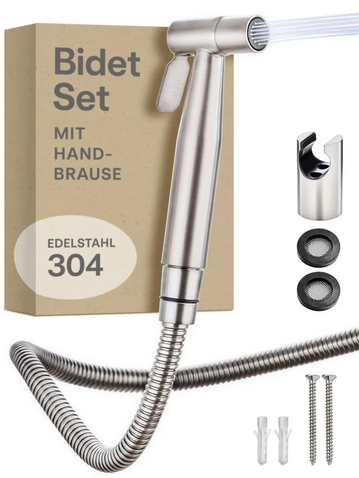 Praknu Bidet Set mit Handbrause & Halter Edelstahl Silber - Bild 2