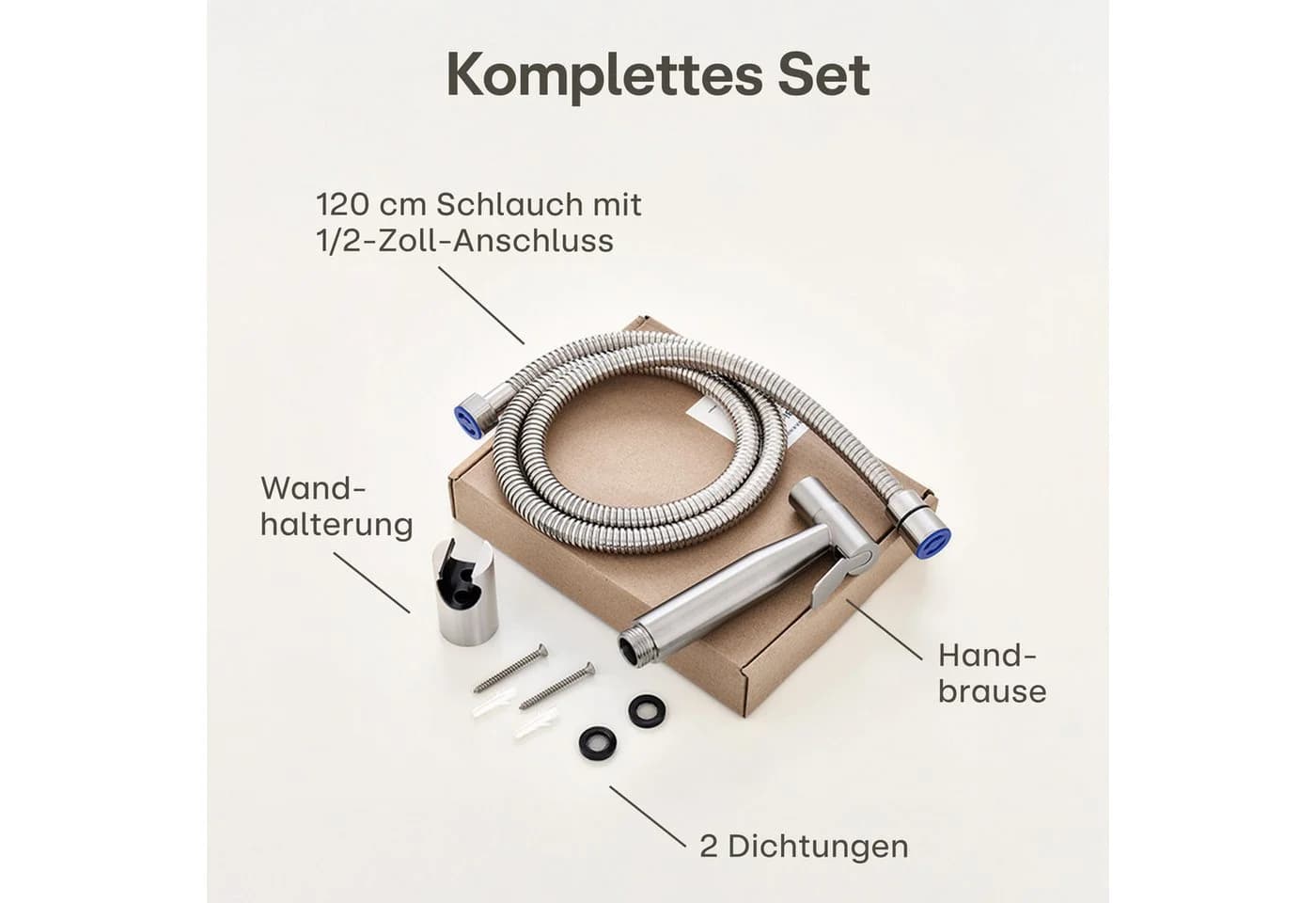 Praknu Bidet Set mit Handbrause & Halter Edelstahl Silber - Bild 5