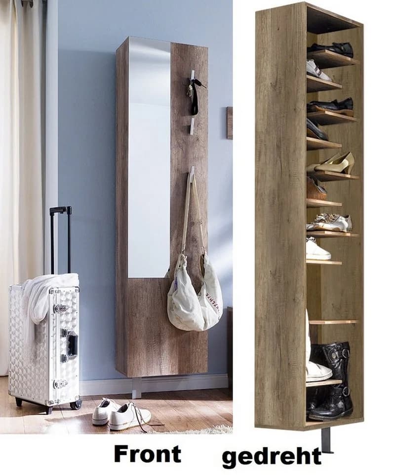 Mäusbacher Schuhschrank drehbar mit Spiegel wildeiche trüffel - Bild 2