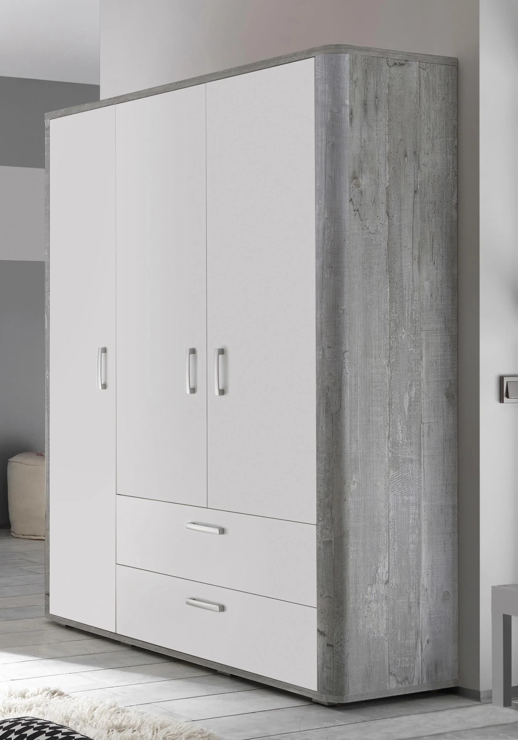 Mäusbacher Kleiderschrank Aarhus Vintage Grau Weiß Matt