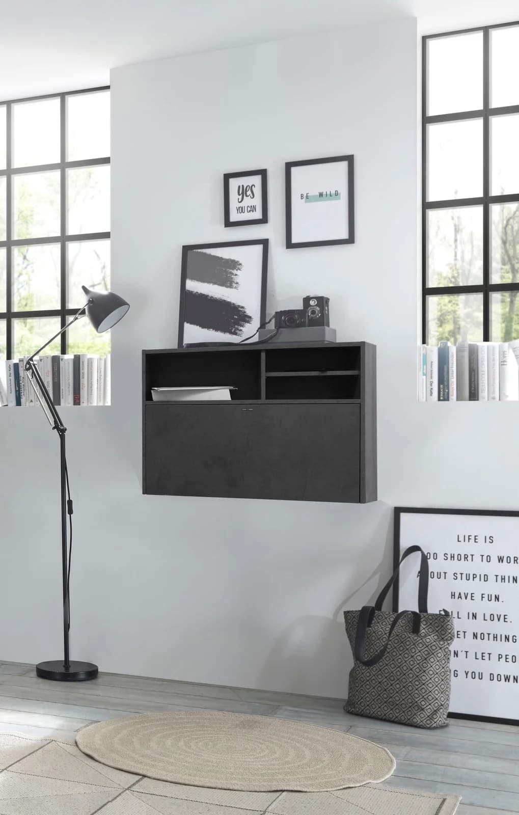 Mäusbacher Wandsekretär Big System Office Grau Klappbar