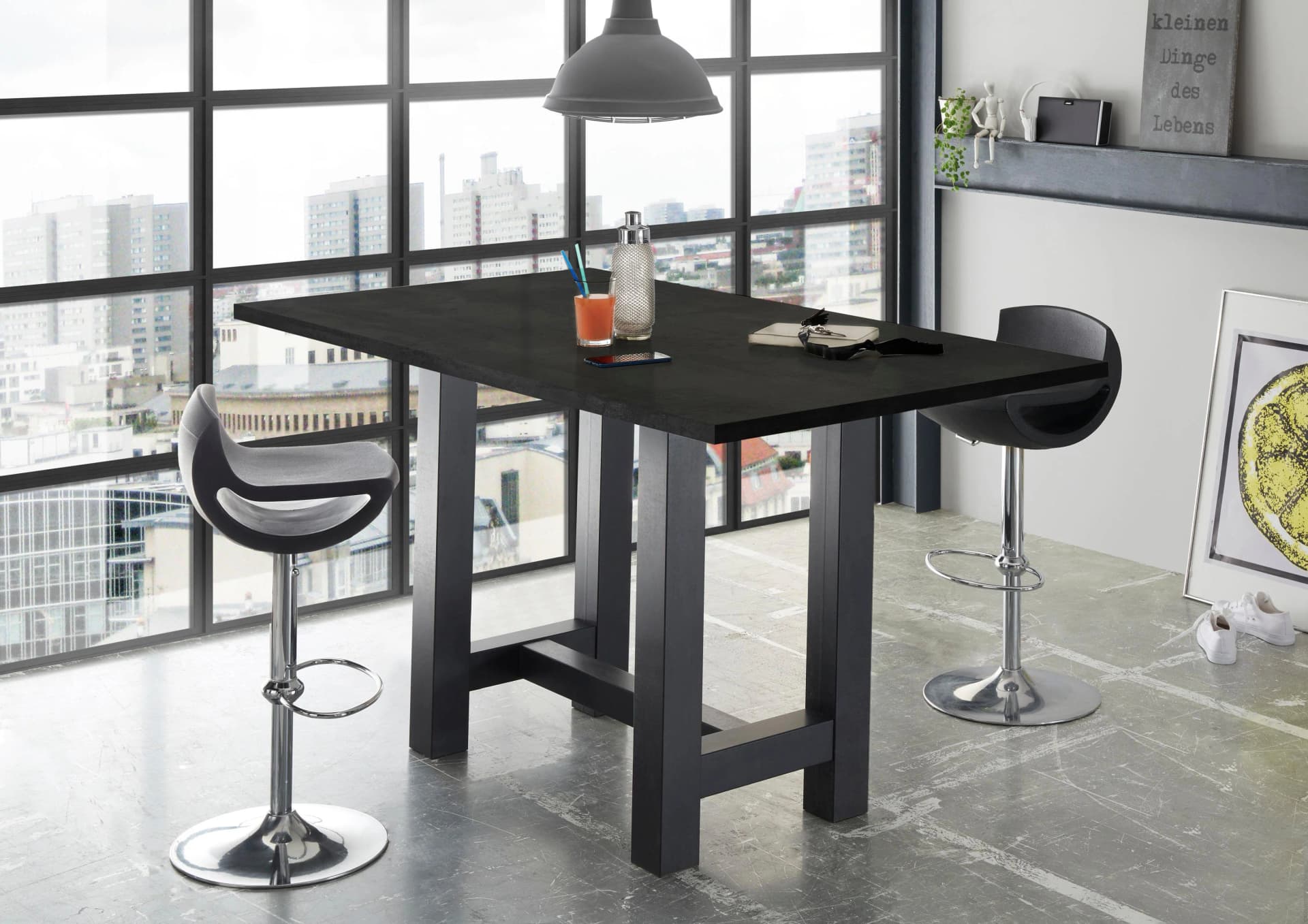 Mäusbacher Bartisch Schwarz 140cm U-Form Gestell