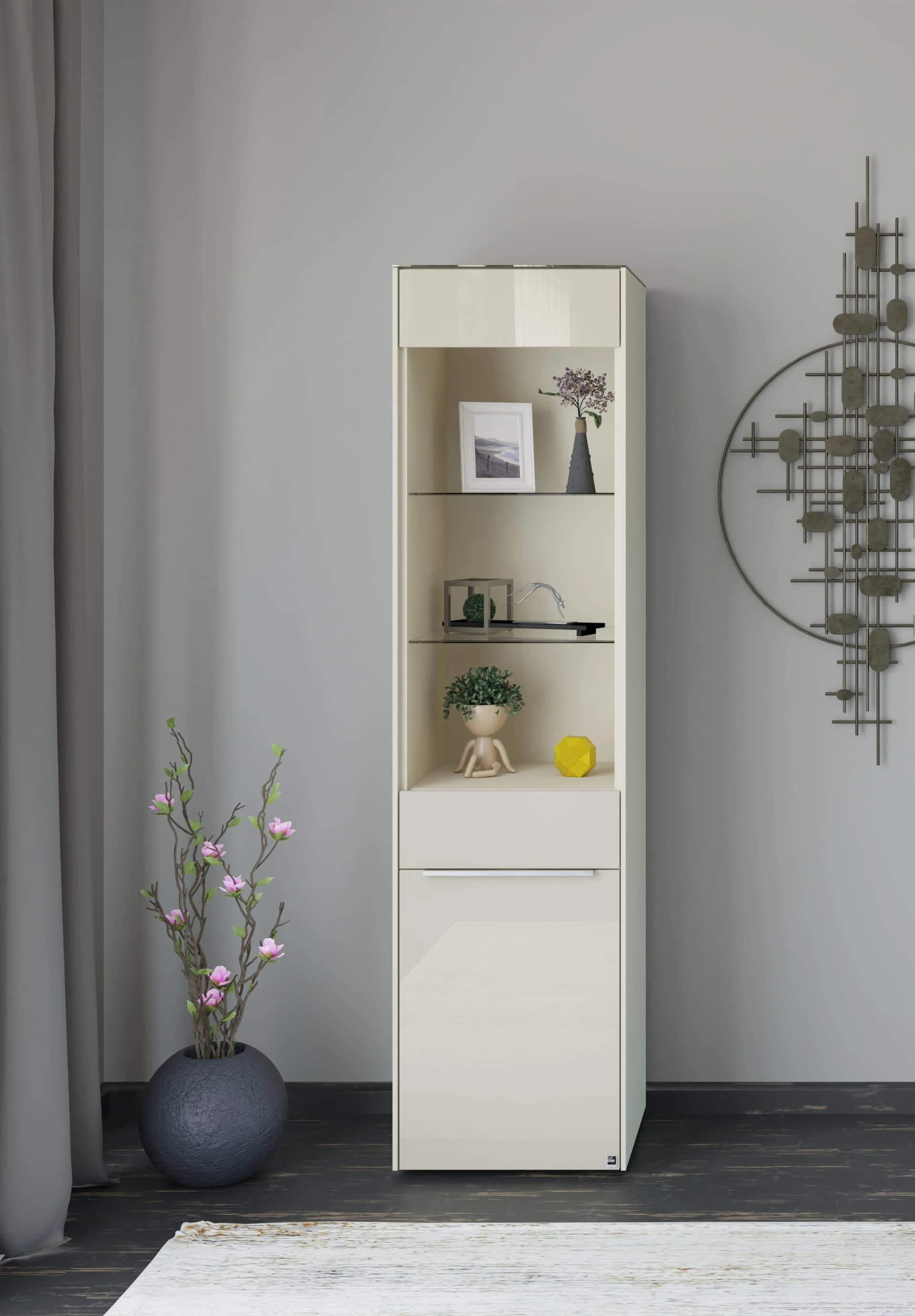 Standvitrine Reno Kaschmir Matt Lack Glas Kaschmir Glanz Set One by Musterring