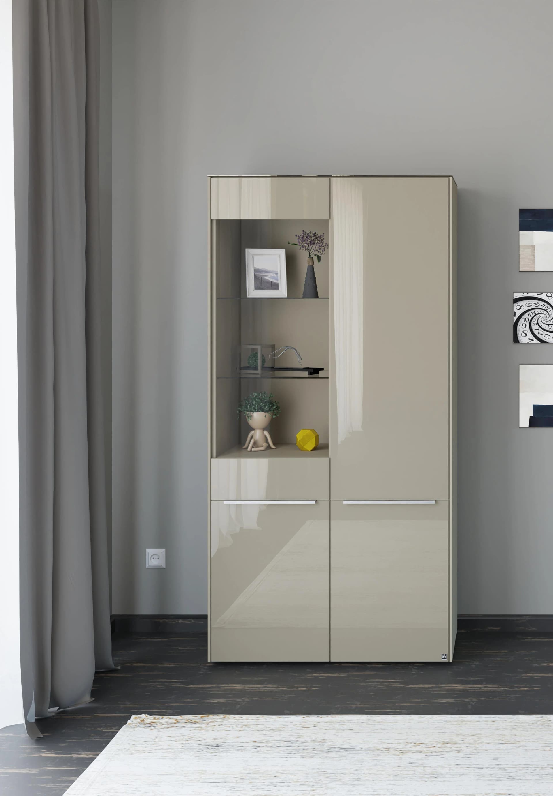 Standvitrine Reno taupe matt Glas Set One by Musterring