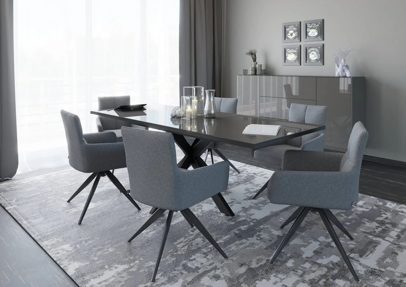 Esstisch Reno Schwarz Anthrazit Glas Set one by Musterring