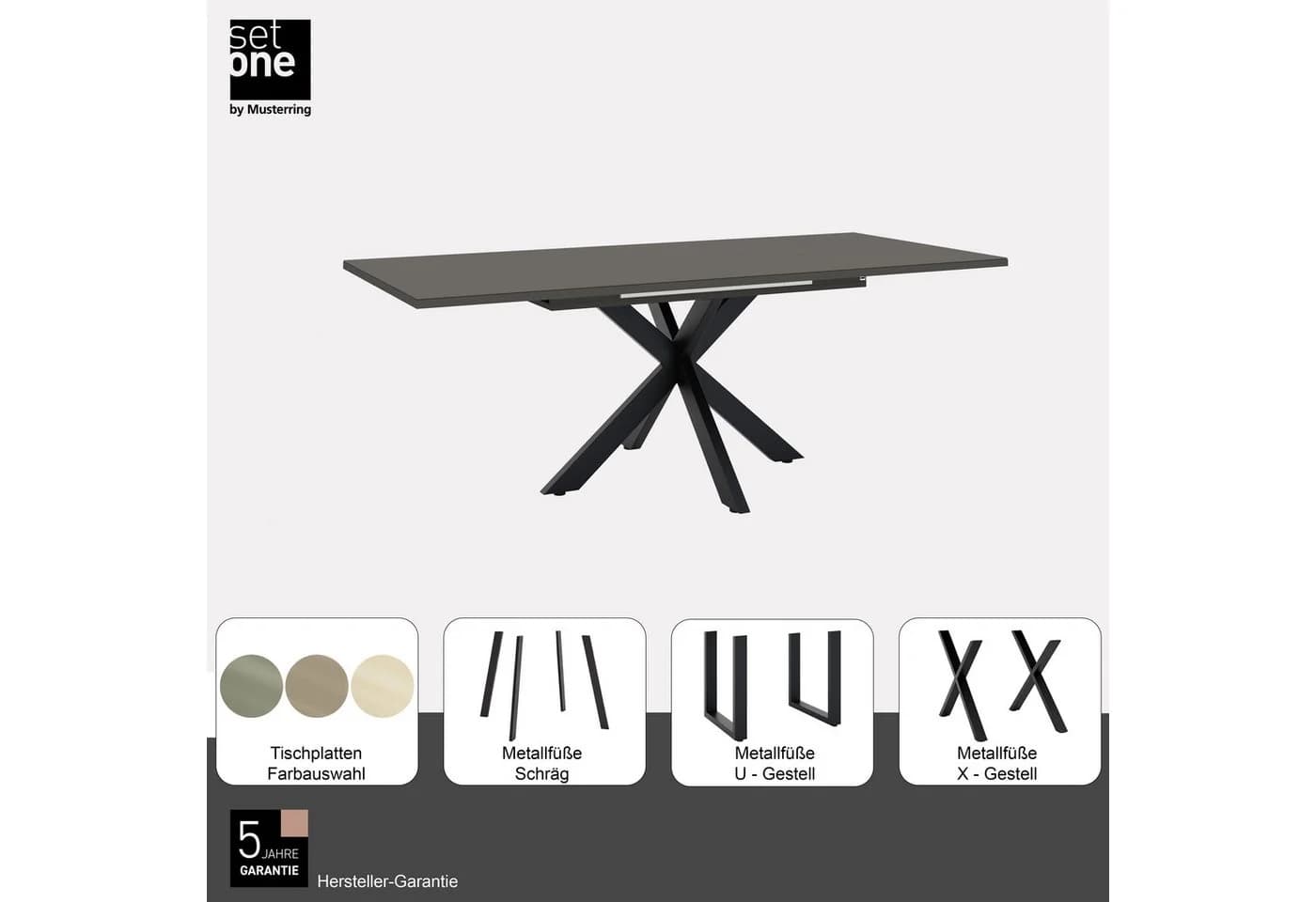Esstisch Reno Schwarz Anthrazit Glas Set one by Musterring - Bild 3