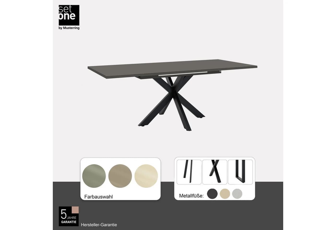 Esstisch Reno Schwarz Anthrazit Glas Set one by Musterring - Bild 4