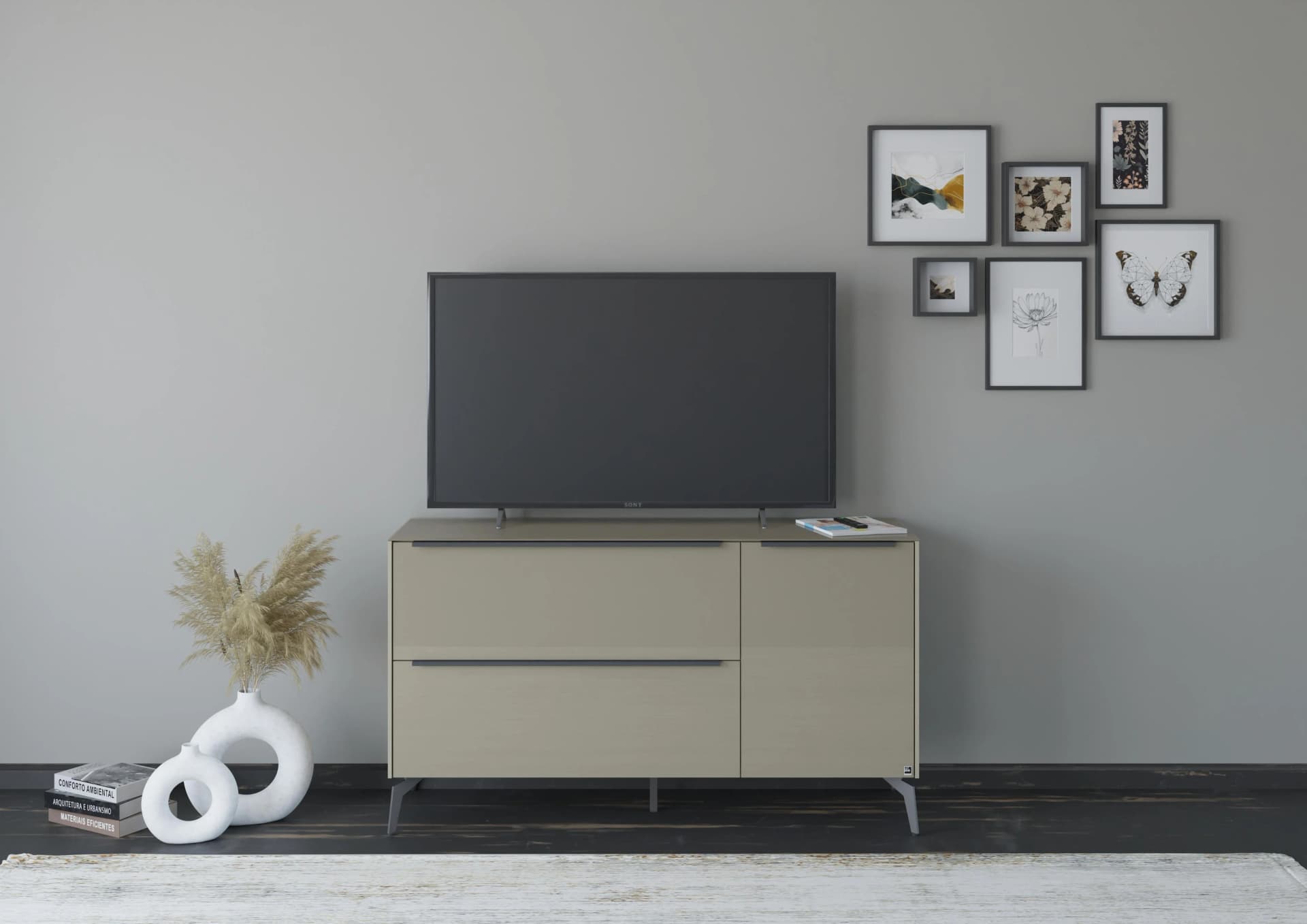 Lowboard Reno taupe matt lack Glas 137cm Set One by Musterring