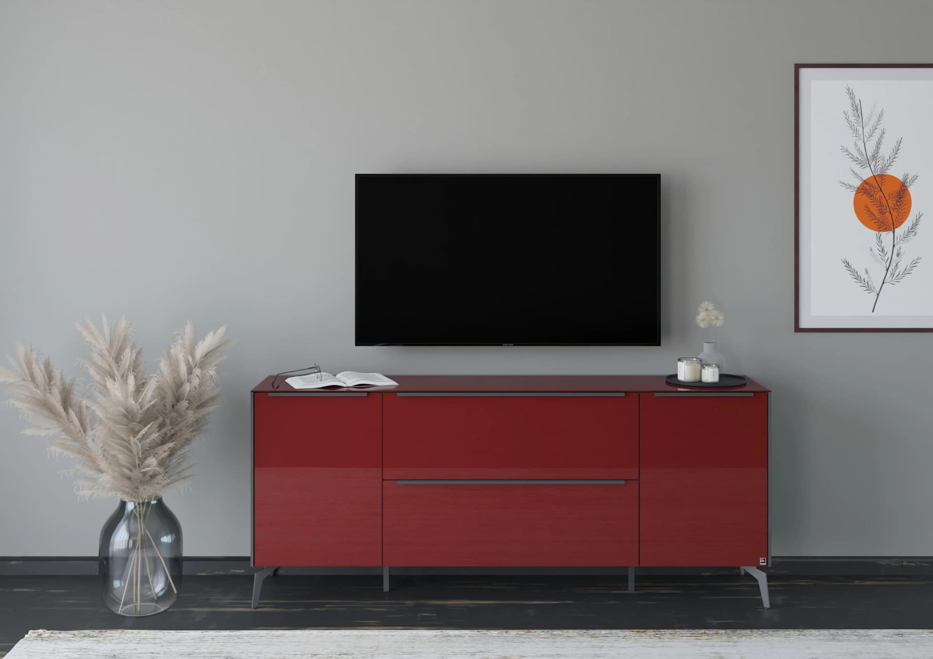 Lowboard Reno Schwarz Glas Set One by Musterring