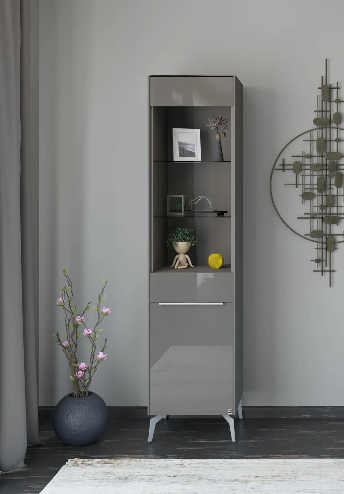 Set One by Musterring Standvitrine Reno Anthrazit Glas