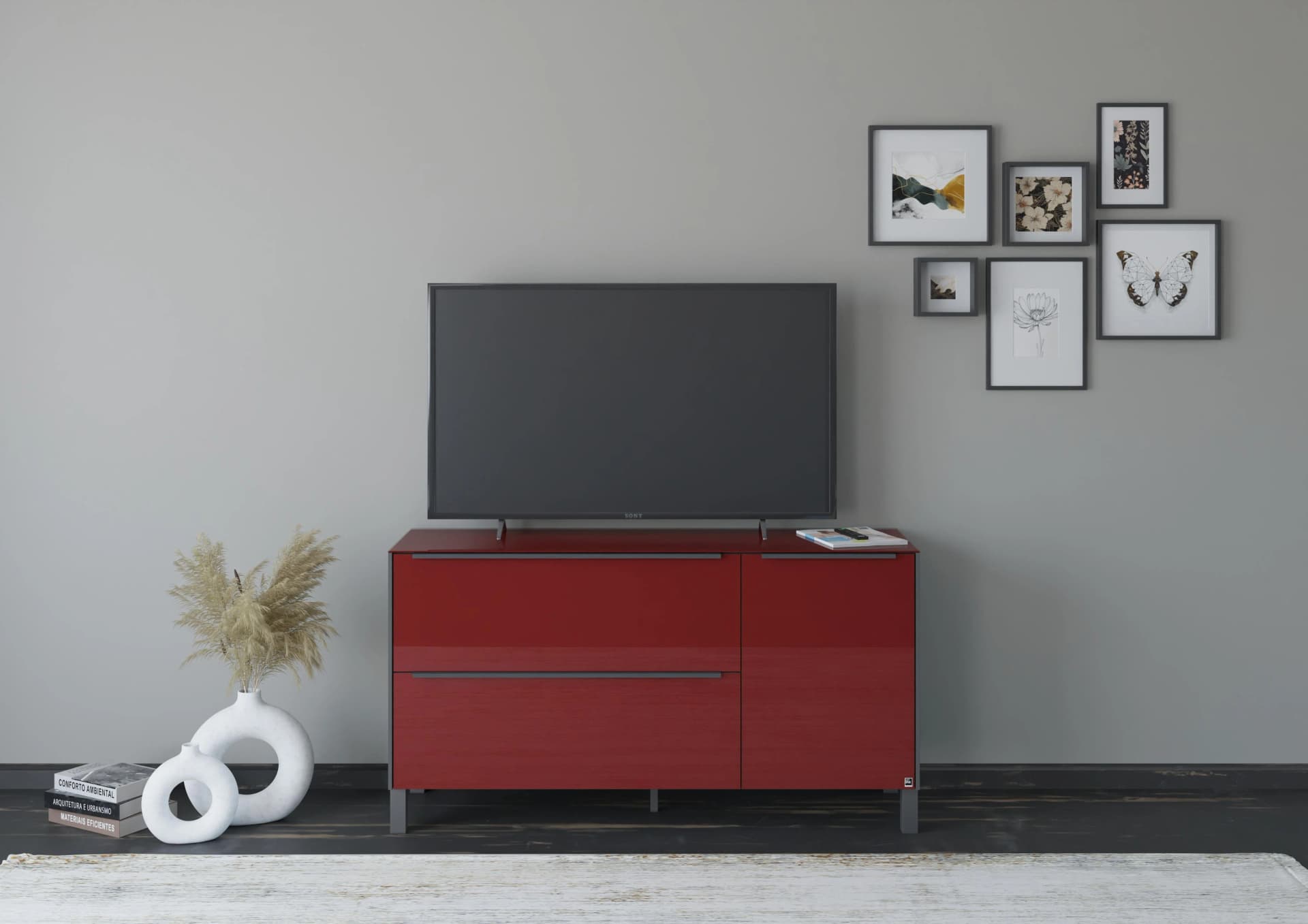 Lowboard Reno Set One by Musterring Glas bordeauxrot