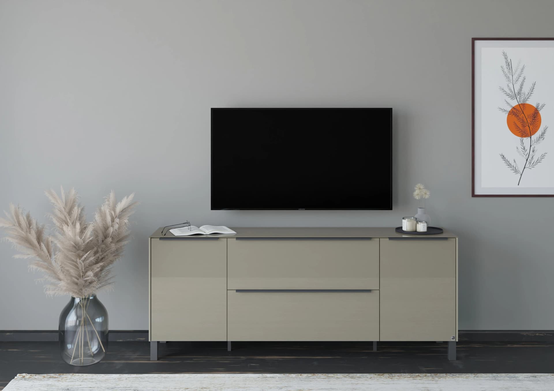 Lowboard Reno taupe matt Glas 182cm Set One by Musterring