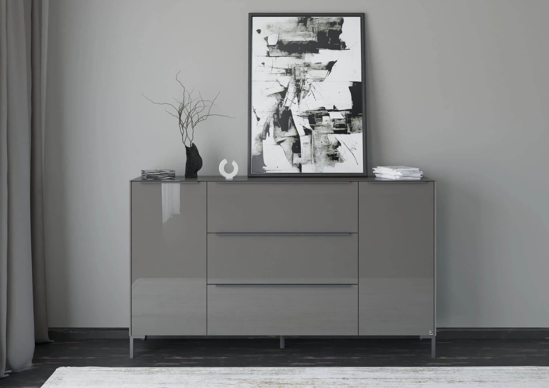 Sideboard Reno Anthrazit Matt Lack Glas Anthrazit Glanz Musterring