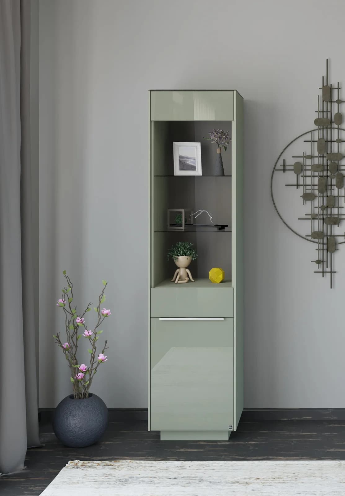 Standvitrine Reno Olivgrün Set one by Musterring