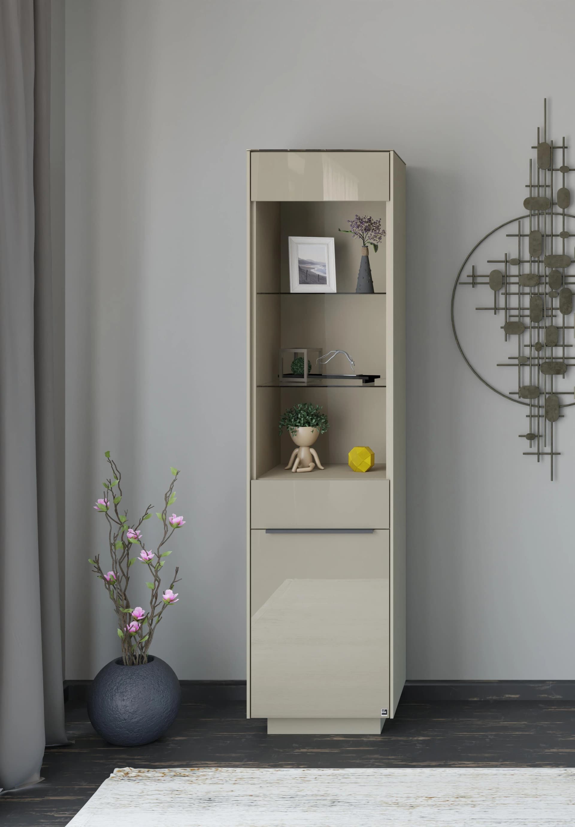 Standvitrine Reno taupe matt lack Glas Set One by Musterring
