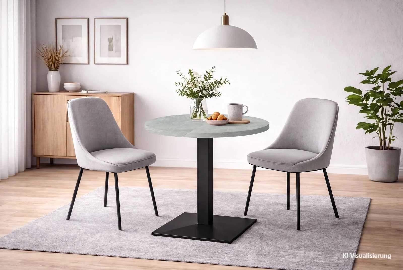 Mäusbacher Bistrotisch Big Bistro Metall Keramik-Optik Weiß Schwarz Matt