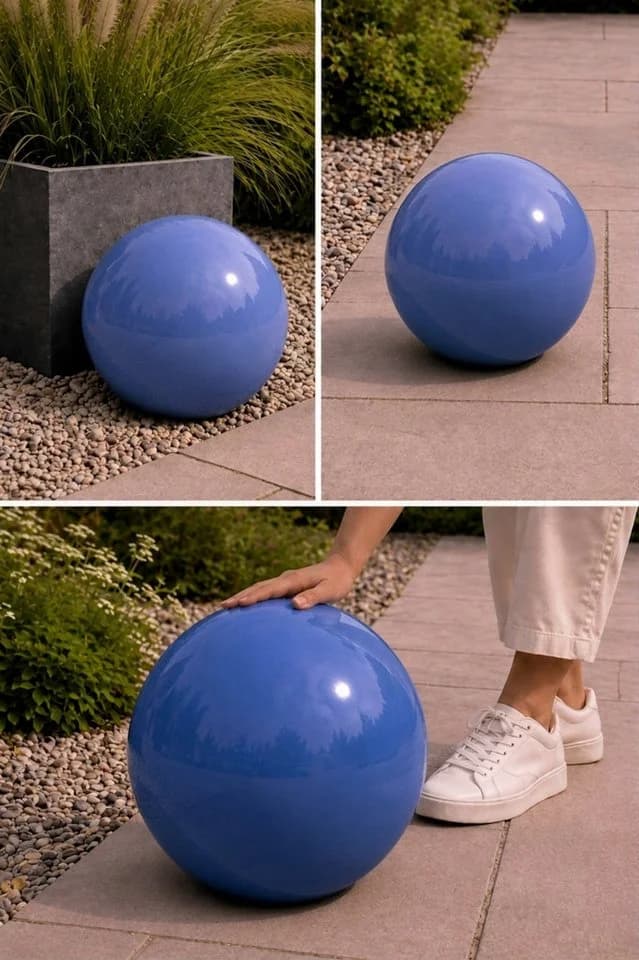 KERAZO Dekokugel 40 cm Keramik Gartenkugel Blau - Bild 3