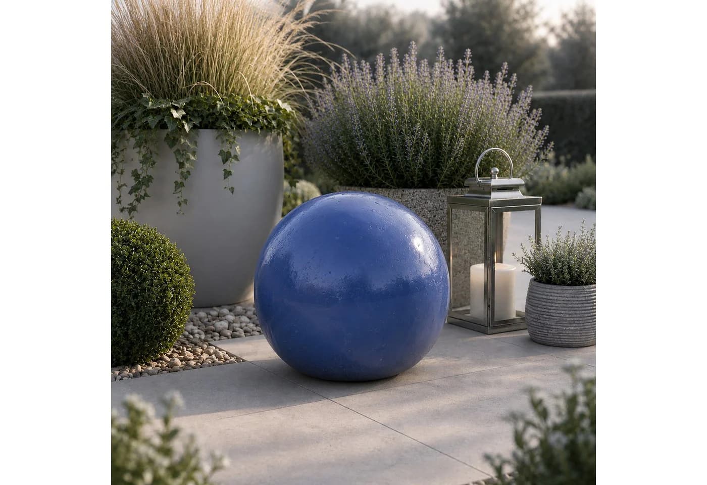 KERAZO Dekokugel 40 cm Keramik Gartenkugel Blau - Bild 4