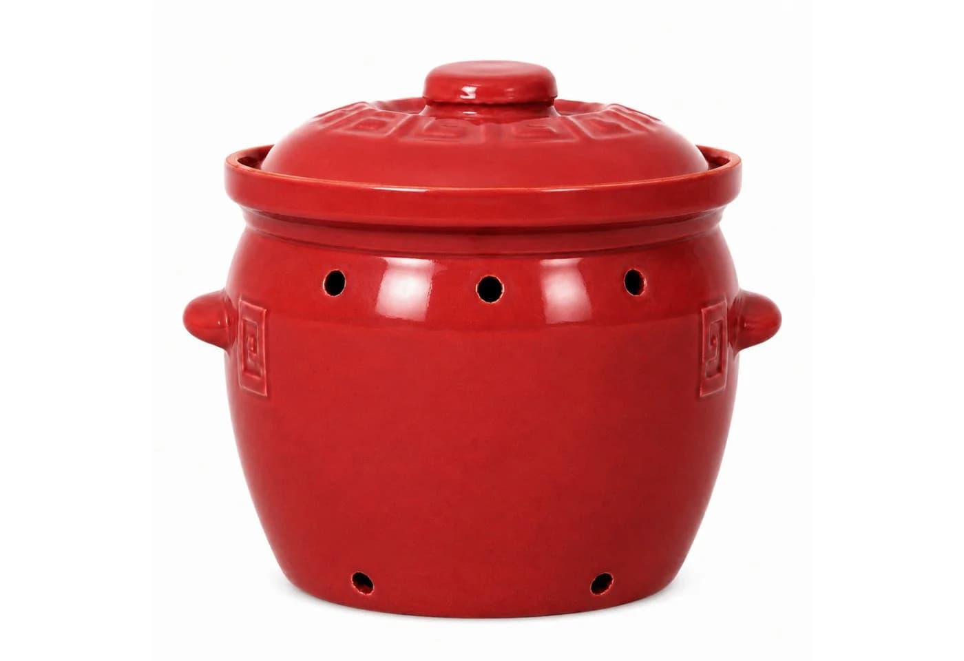 KERAZO Vorratsdose 6,5 Liter Kartoffeltopf Steingut rot - Bild 4