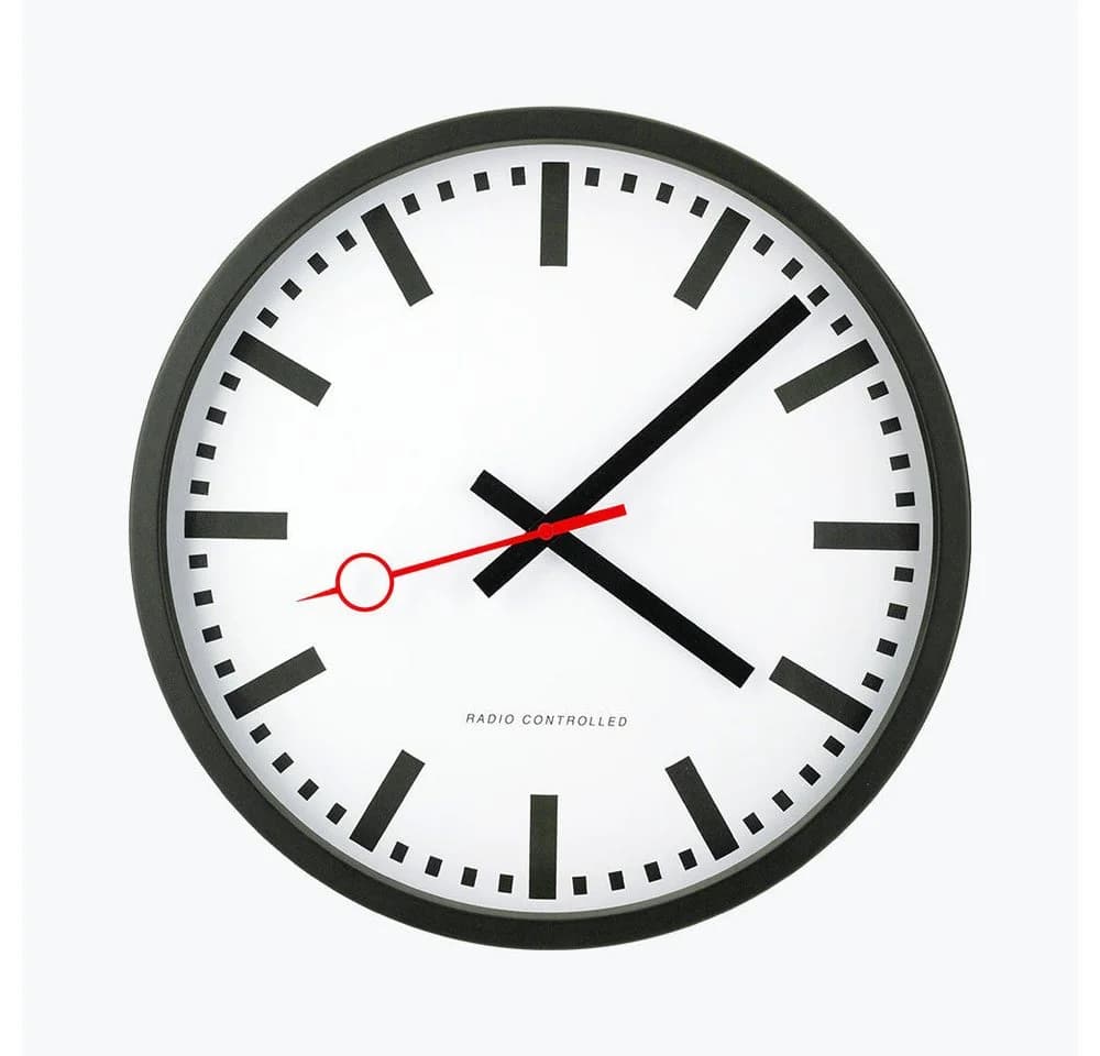 EUROTIME Funkwanduhr 59530 Bahnhofsdesign Schwarz/Silber