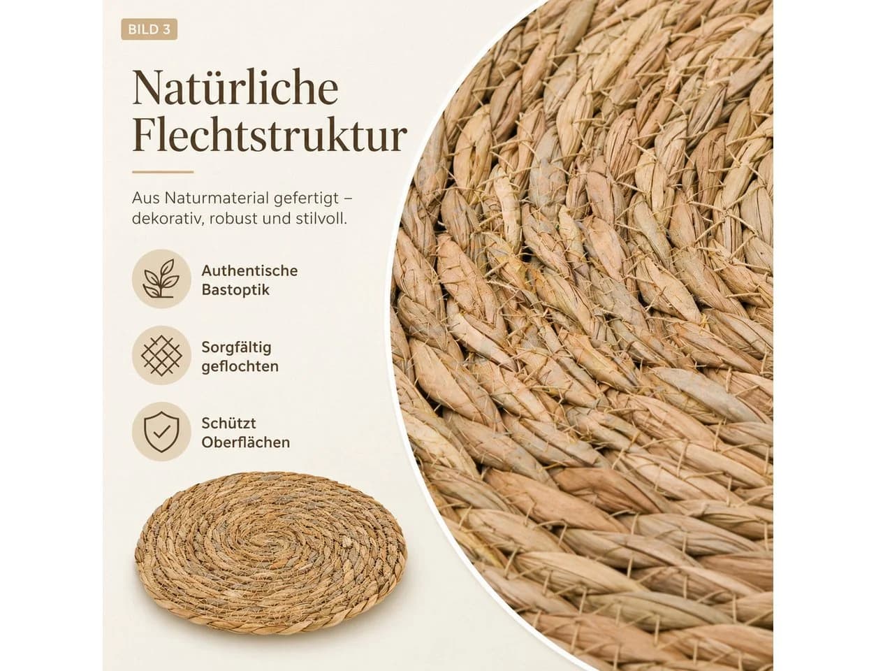 Gehlmann Platzset Tischset aus Naturbast Rund - Bild 5