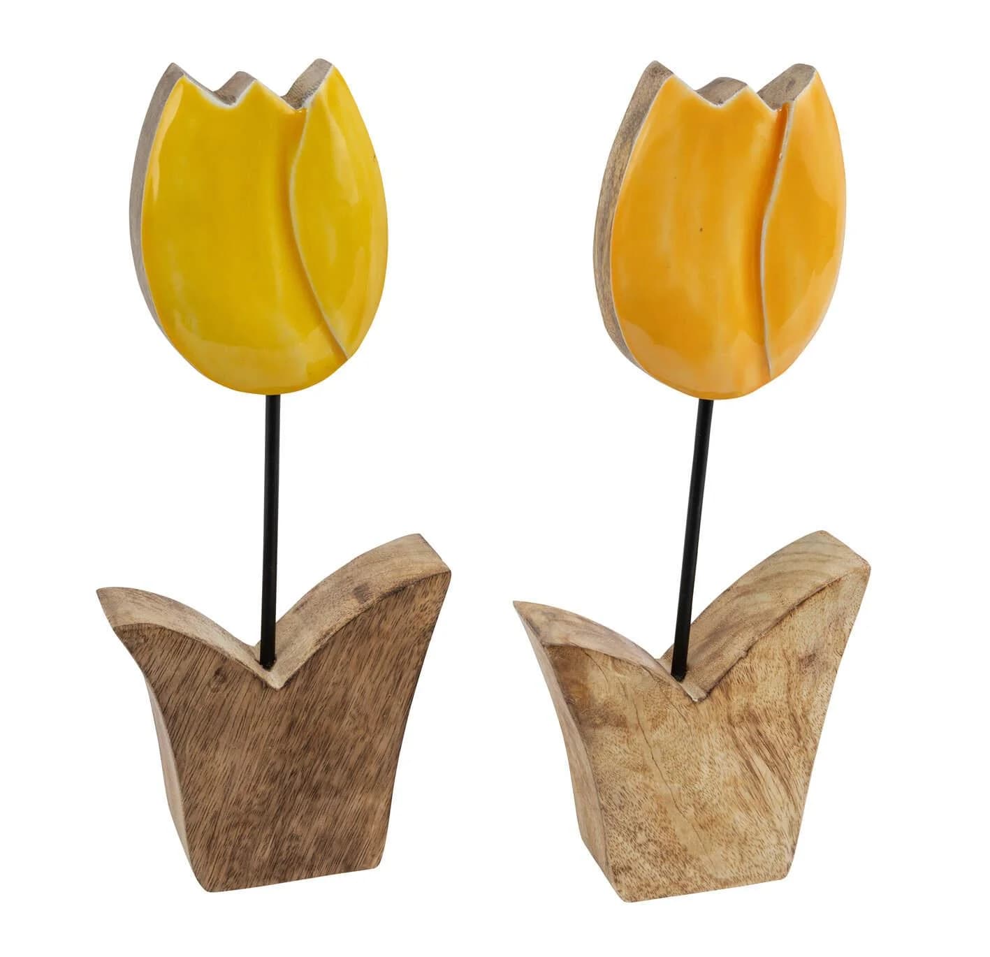 Aufsteller TULPE Mangoholz Gelb