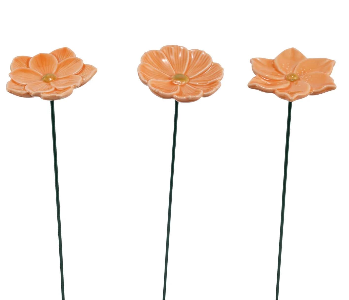 Blumenstecker Orange Metall/Keramik