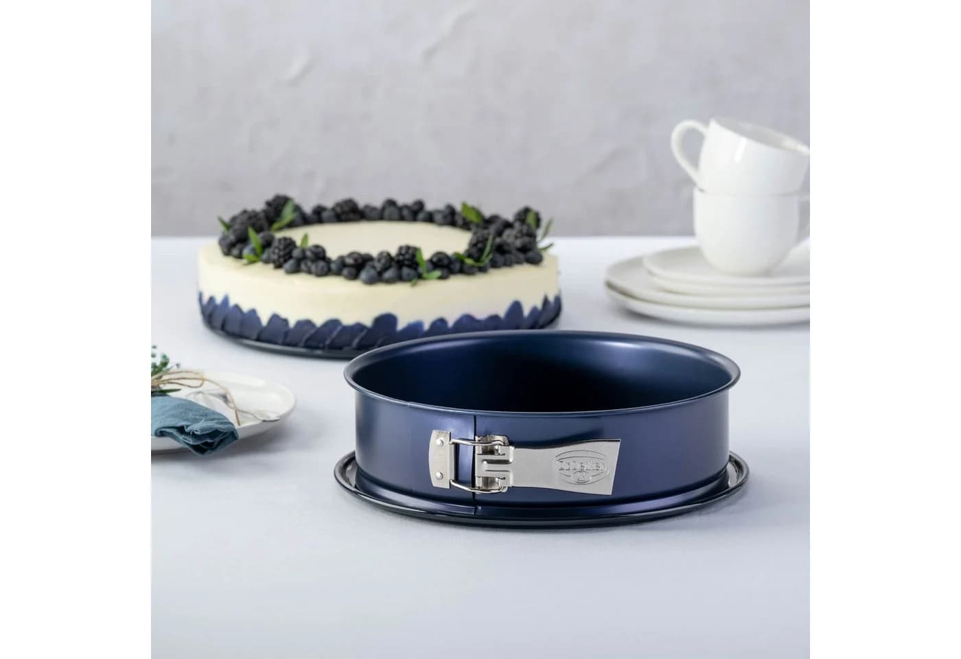 Dr. Oetker Springform 26 cm Emaille Blau mit Antihaft-Ring